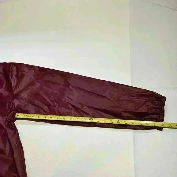 Vintage 70s IZOD Lacoste Lightweight Maroon Rain Jacket Hoodie Mens Size Large - Picture 6 of 9